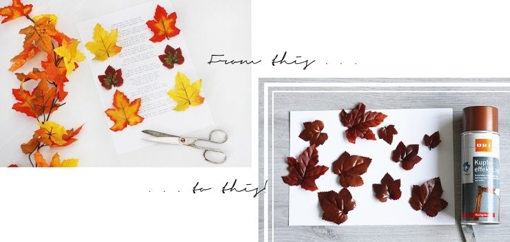 DIY Herbst deko Tutorial Wandbild Kupfer Blätter Laub